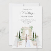 Esthetische elegante paar bruiloft tuin waterverf kaart (Voorkant)