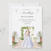 Esthetische elegante paar bruiloft tuin waterverf kaart (Voorkant)