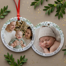 Esthetische familie van drie eerste kerstfoto