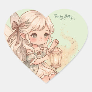Esthetische Fee Baby Sage Goud Meisje Hart Sticker