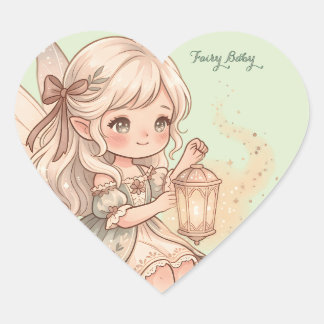 Esthetische Fee Baby Sage Goud Meisje Hart Sticker