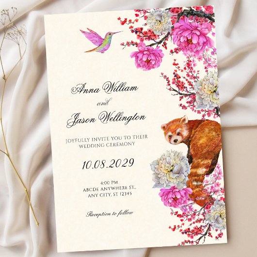 Esthetische flora fauna lente bruiloft kaart
