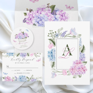 Esthetische Floral hortensia bruiloft Kaart