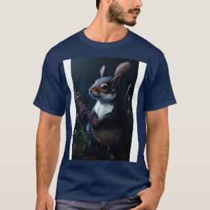 Esthetische Floral Schattigee Eekhoorn spelen Banj T-shirt