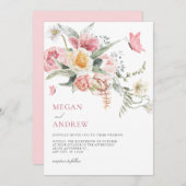 Esthetische florale pastel waterverf bruiloft kaart (Voorkant / Achterkant)