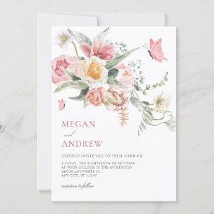 Esthetische florale pastel waterverf bruiloft kaart