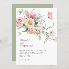 Esthetische florale pastel waterverf bruiloft kaart