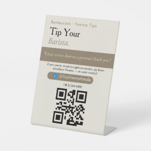 Esthetische Fooi Uw Barista QR-code Bord Venmo Reclamebord Met Voetstuk