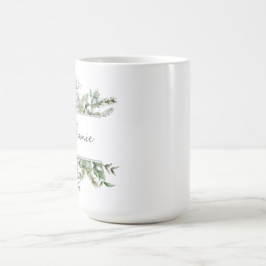 Esthetische Fresh Greenery Personaliseer Naam Mok (Center)