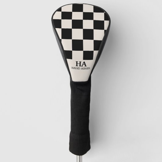 Esthetische geruite retro monogram begingetters  golfheadcover (Voorkant)