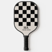 Esthetische geruite retro monogram beginkapitalen pickleball paddle (Voorkant)