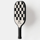 Esthetische geruite retro monogram beginkapitalen pickleball paddle (Links)