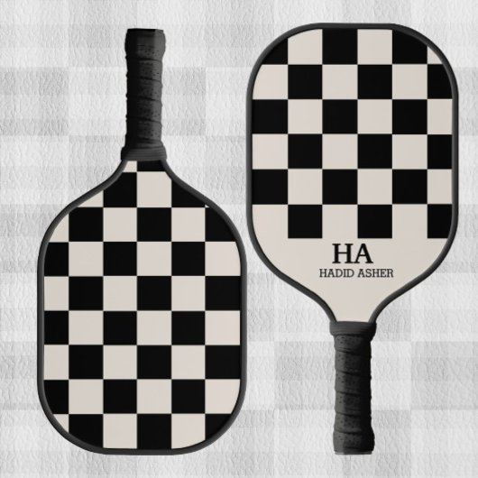 Esthetische geruite retro monogram beginkapitalen pickleball paddle