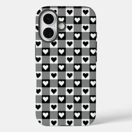 Esthetische Gingham Plaid met Hartjes telefoonhoes Case-Mate iPhone Case (Achterkant)