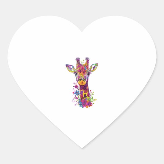 Esthetische Giraffe Graphic Schattigee Giraffe Vro Hart Sticker (Voorkant)