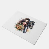 Esthetische Girl Horse Glitter Rozen Deurmat (Schuin)