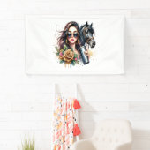 Esthetische Girl Horse Glitter Rozen Spandoek (Insitu)