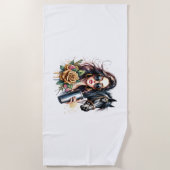 Esthetische Girl Horse Glitter Rozen Strandlaken (Voorkant)