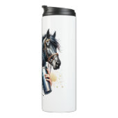 Esthetische Girl Horse Glitter Rozen Thermosbeker (Geroteerd rechts)