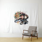 Esthetische Girl Horse Glitter Rozen Wandkleed (In Situ (horizontaal))