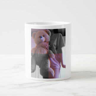 Esthetische Glitch Art Teddybeer Fotocoffiemok Grote Koffiekop
