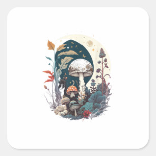 Esthetische Goblincore Cottagecore Paddenstoel Bot Vierkante Sticker