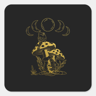 Esthetische Goblincore En Cottagecore Paddenstoel Vierkante Sticker