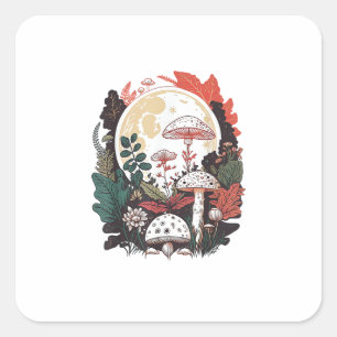 Esthetische Goblincore En Cottagecore Paddenstoel Vierkante Sticker