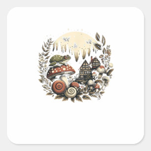 Esthetische Goblincore En Cottagecore Paddenstoel Vierkante Sticker