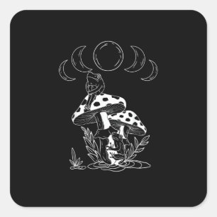Esthetische Goblincore- en Cottagecore-paddenstoel Vierkante Sticker
