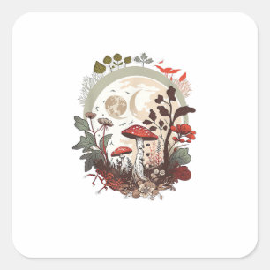 Esthetische Goblincore En Cottagecore Paddenstoel Vierkante Sticker