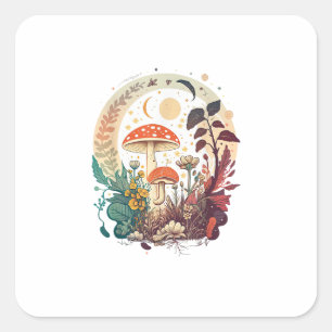 Esthetische Goblincore En Cottagecore Paddenstoel Vierkante Sticker