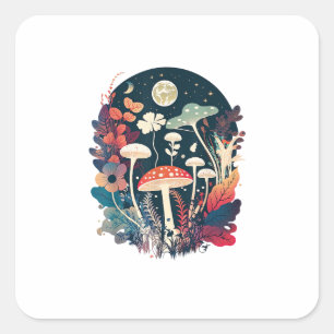 Esthetische Goblincore En Cottagecore Paddenstoel Vierkante Sticker