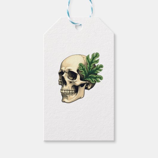 Esthetische Goth Grunge Schedel Tropisch Monstera Cadeaulabel (Voorkant)