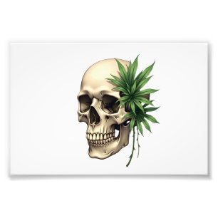 Esthetische Goth Grunge Schedel Tropisch Monstera Foto Afdruk