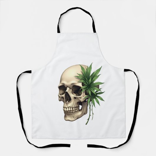 Esthetische Goth Grunge Schedel Tropisch Monstera Schort (Voorkant)