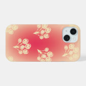 Esthetische gradiënt met bloemen iPhone 15 case (Achterkant horizontaal)