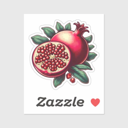 Esthetische granaatappel digitale kunstwerk sticker (Vel)