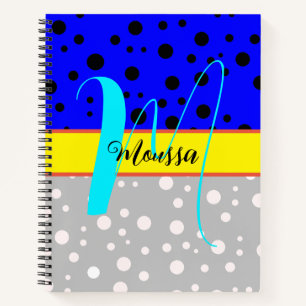 Esthetische Grijze & Blauwe Kleur - Naam Monogramm Notitieboek