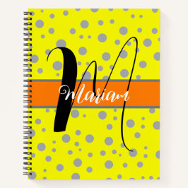 Esthetische Grijze & Gele Kleur - Naam Monogrammed Notitieboek