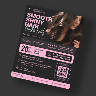 Esthetische Hairstylist Roze Zwarte Schoonheidssal Flyer