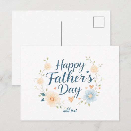 Esthetische Happy Vaderdag Kaart met aangepaste na (Voorkant / Achterkant)