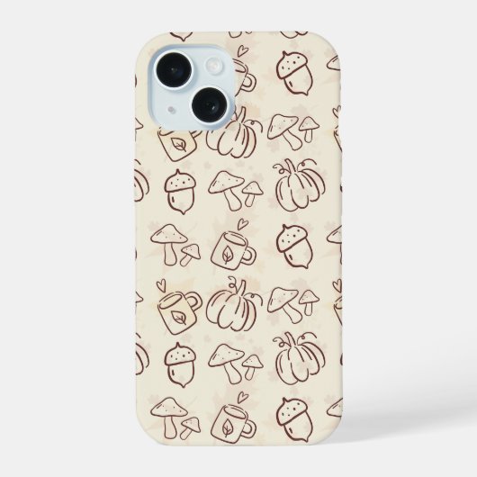 Esthetische Herfst Doodle Patroon Hoesje iPhone 15 Case (Achterkant)