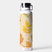 "Esthetische herfstbladerenpatroon waterfles" Waterfles (Achterkant)