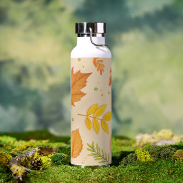 "Esthetische herfstbladerenpatroon waterfles"  Waterfles