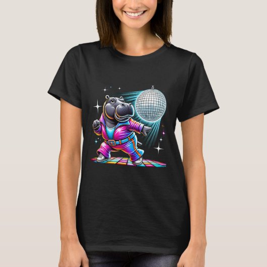 Esthetische Hippo Dancing Disco T-shirt (Voorkant)