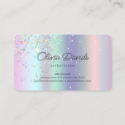 Esthetische Holografische Glitter Huidverzorgingss Visitekaartje (Achterkant)