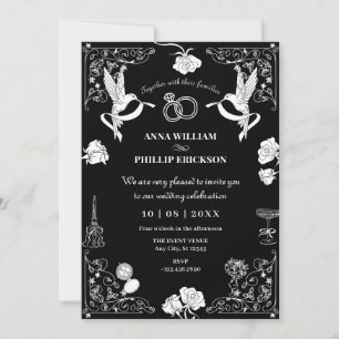 Esthetische Huwelijk handgetekende floral party Kaart