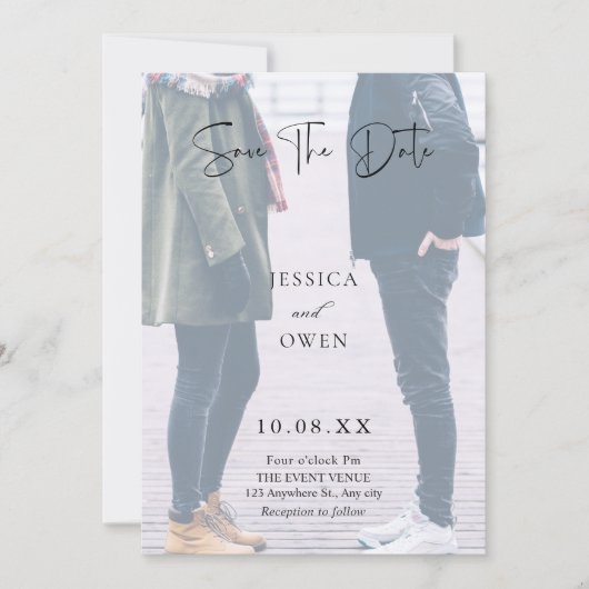 Esthetische huwelijksfoto  save the date (Voorkant)