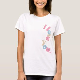Esthetische 'ik hou van jou' Golvende Pastel Typog T-shirt